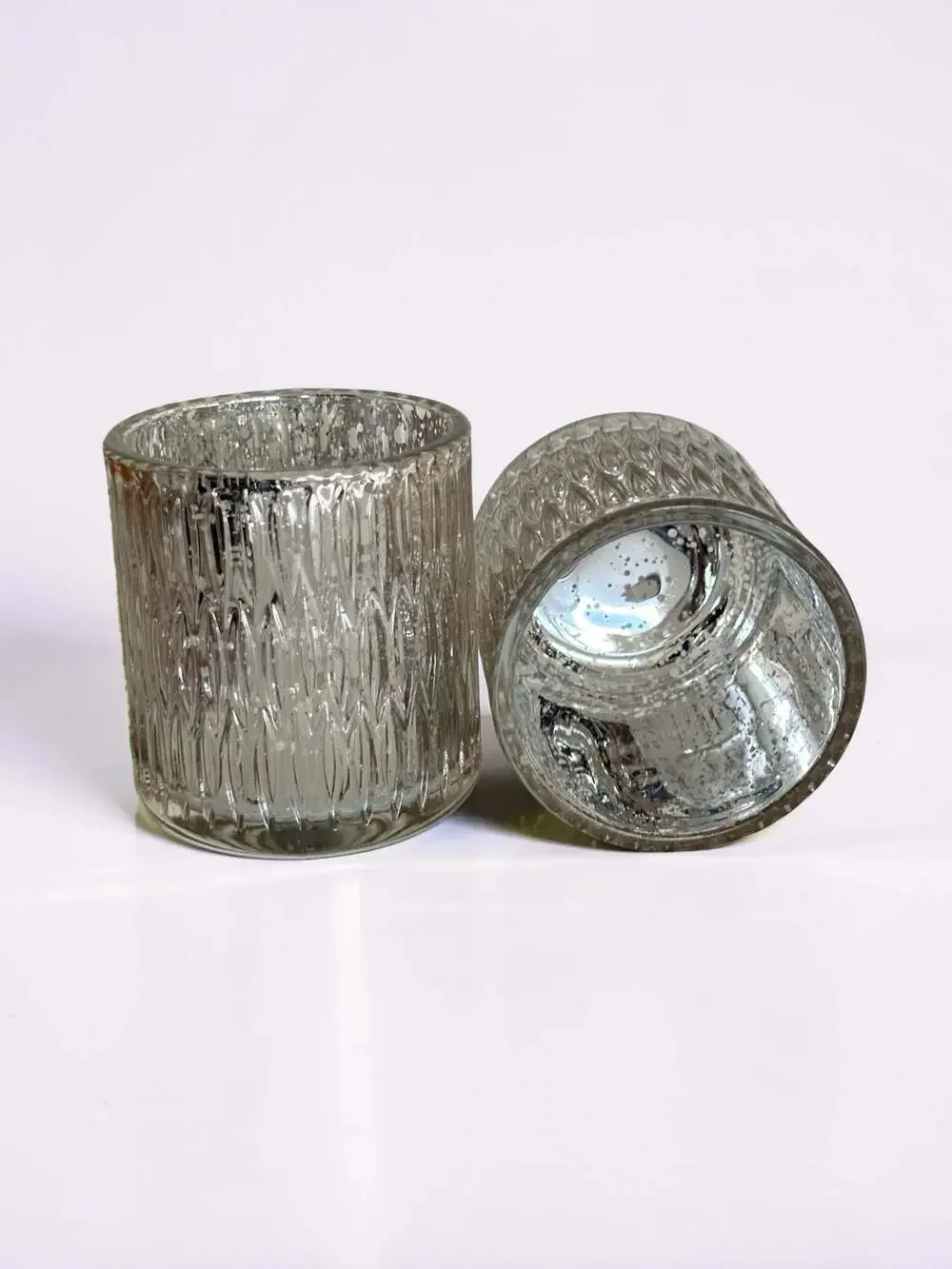 NCI Mercury Glass Christmas Votive Candle Holders, Set of 2